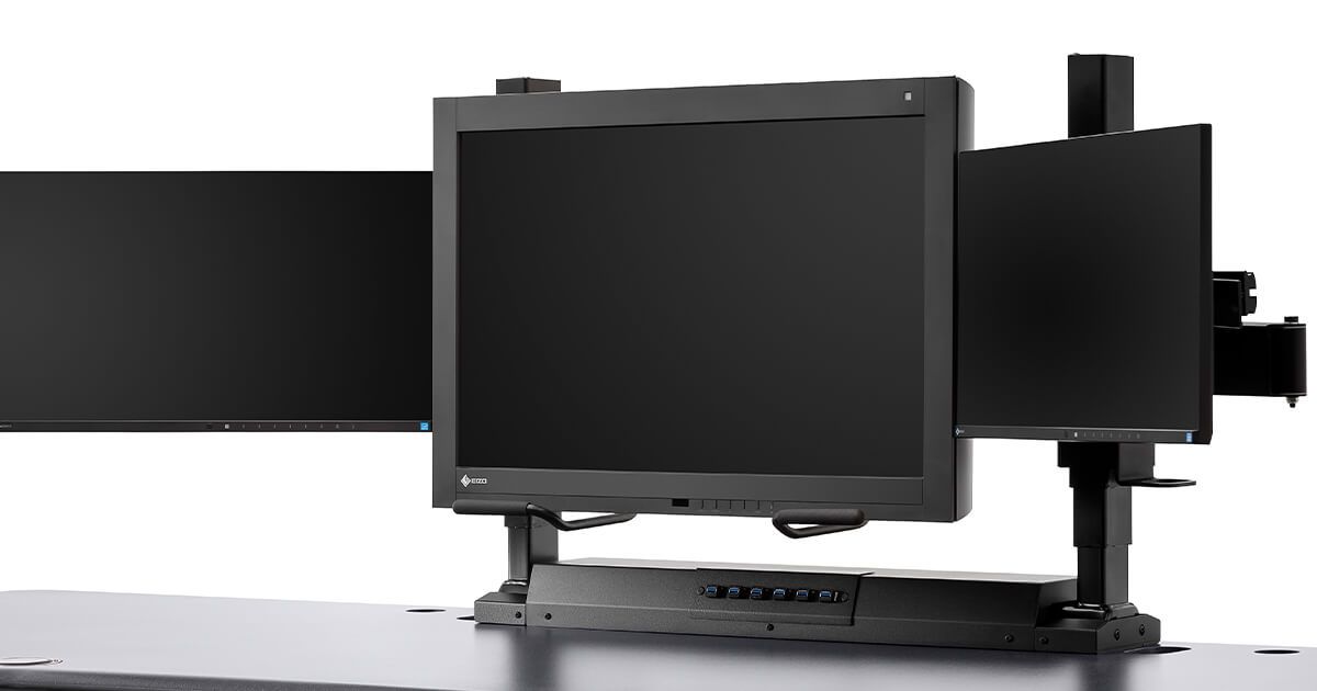 RedRick Technologies' ComfortView ergonomic desk for radiologists.